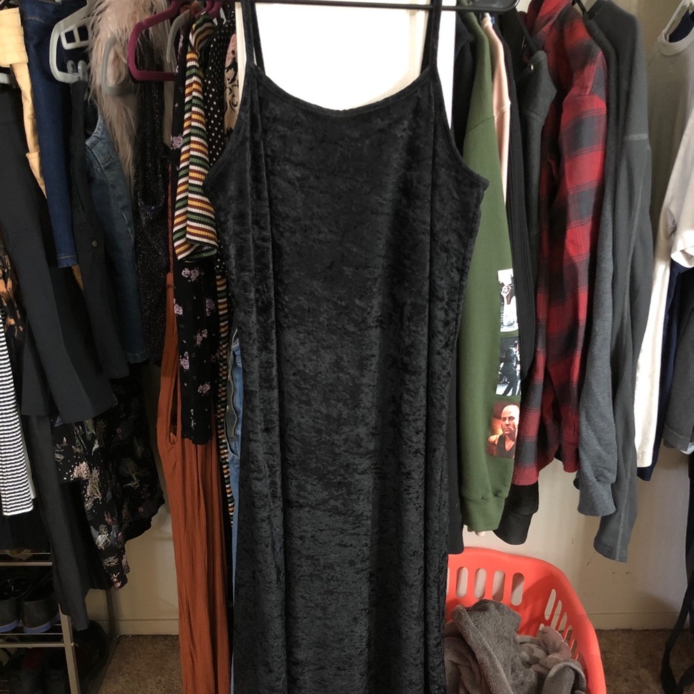 VINTAGE Black Velvet Maxi Dress